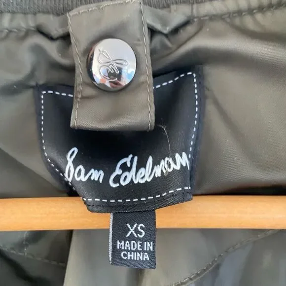 NWT Sam Edelman JacketSatin Olive Green Bomber With Puffy Vest Size XS/S